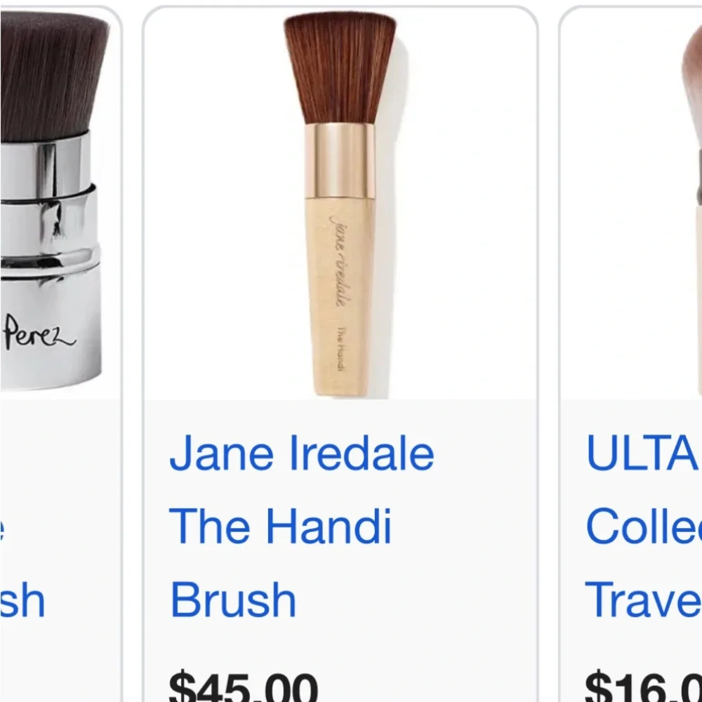 Jane Iredale Makeup Brush with Brown Bristles and Tan Handle